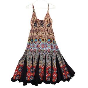 Eshe Womens Gypsy Hippie Boho Festival Dress S Multicolor Geometric Medallion